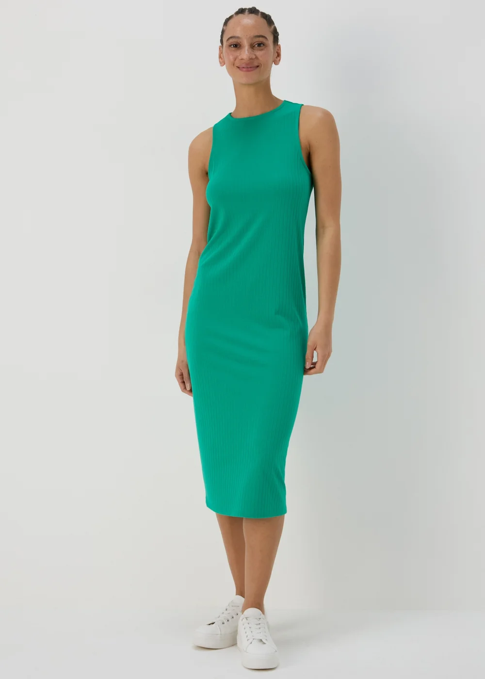 Green Ribbed Mini Racer Dress - 8 Image 1