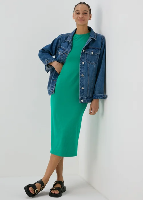 Green Ribbed Mini Racer Dress - 8 Image 4