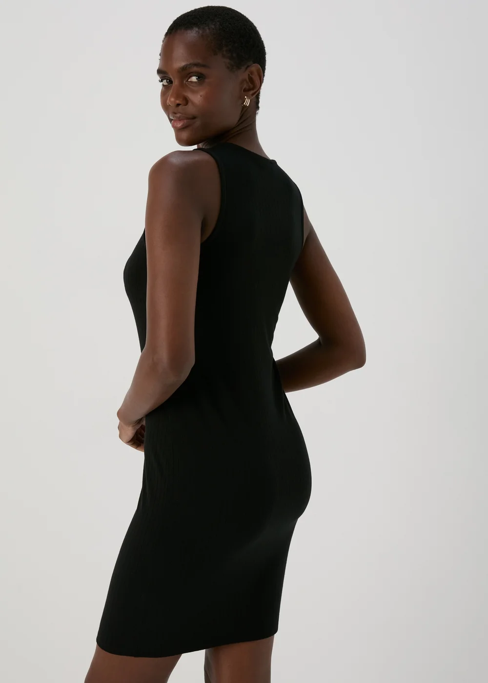 Black Racer Ribbed Mini Dress - 8 Image 2
