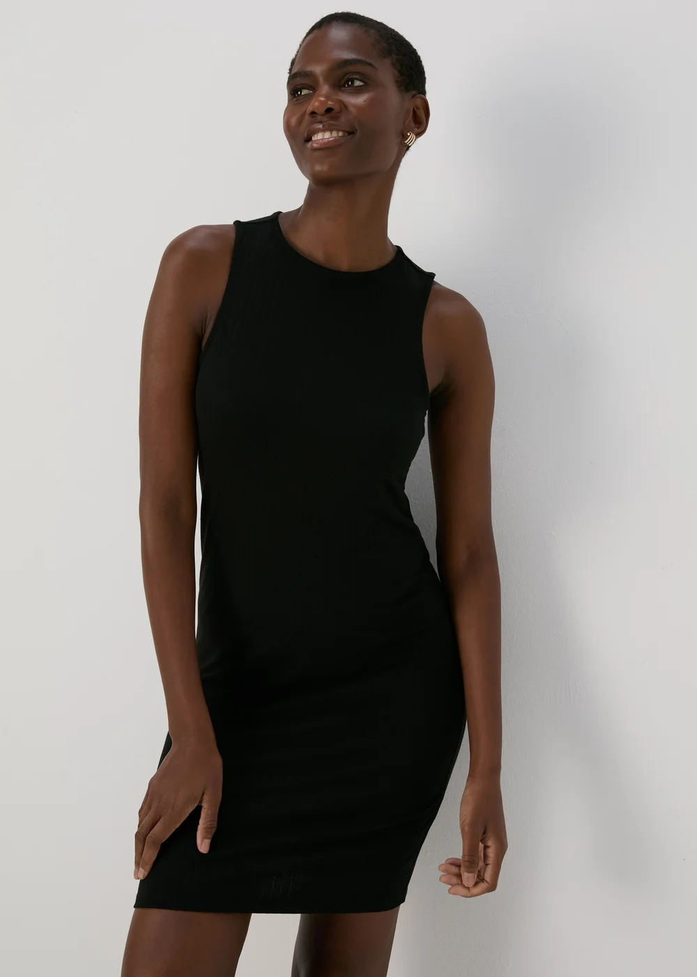Black Racer Ribbed Mini Dress - 8 Image 1