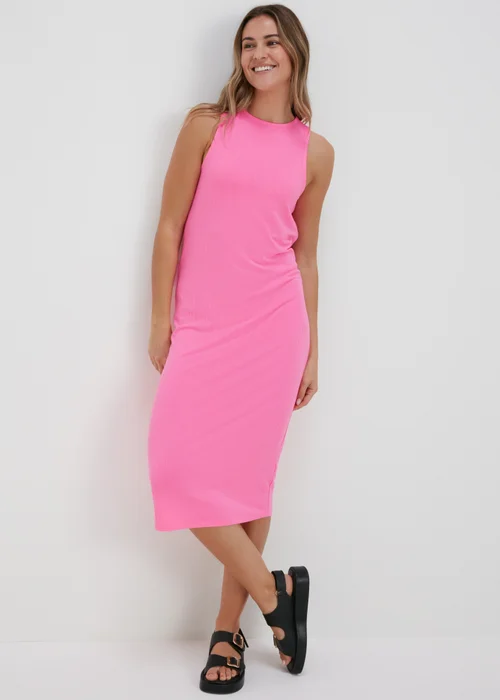 Pink Racer Ribbed Midi Dress - 8 Image 4