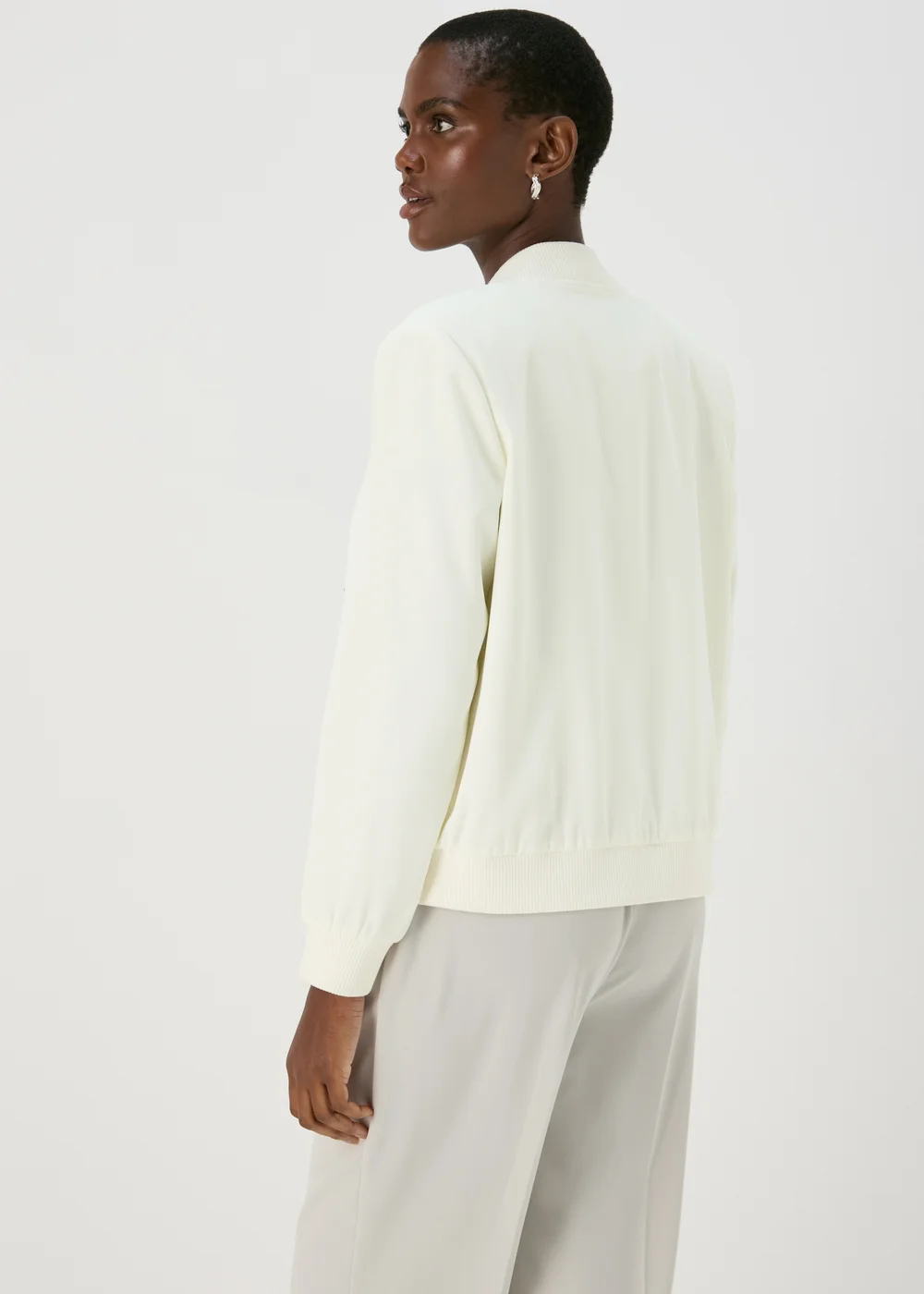 Ivory Crepe Bomber Jacket - 8 Image 3