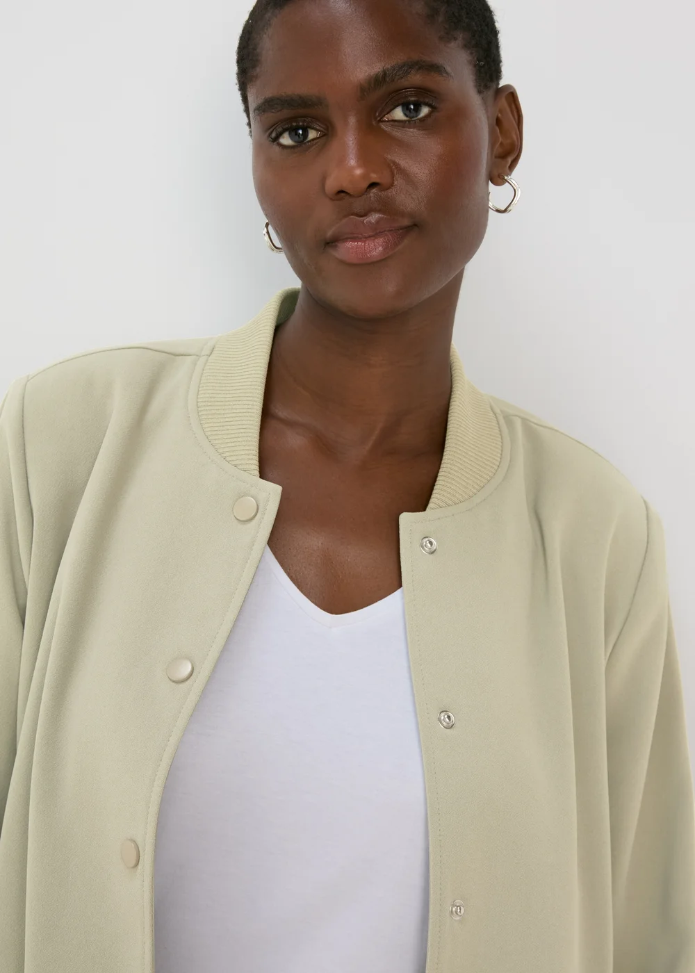 Et Vous Sage Crepe Bomber Jacket - 8 Image 3