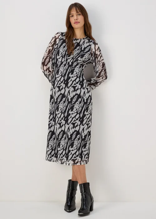 Et Vous Black & White Mesh Midi Dress - 8 Image 1