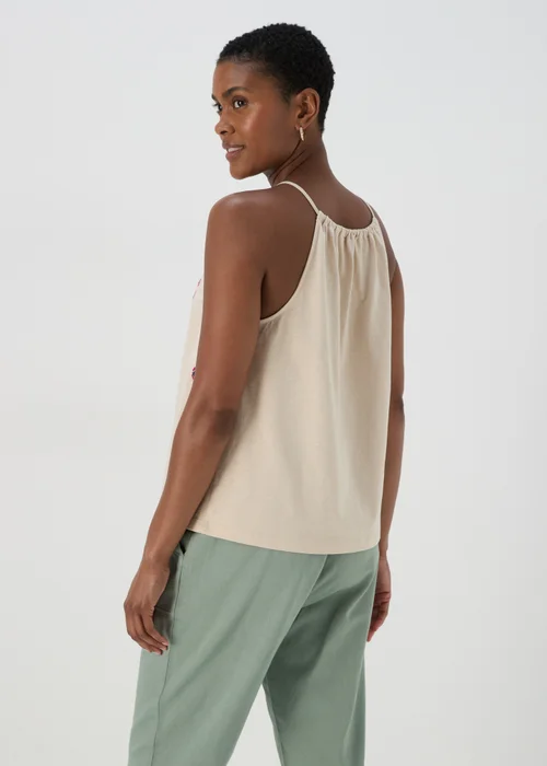 Cream & Coral Embroidered Cami Top - 8 Image 2
