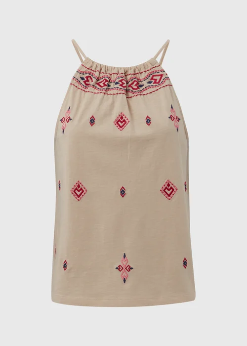 Cream & Coral Embroidered Cami Top - 8 Image 5
