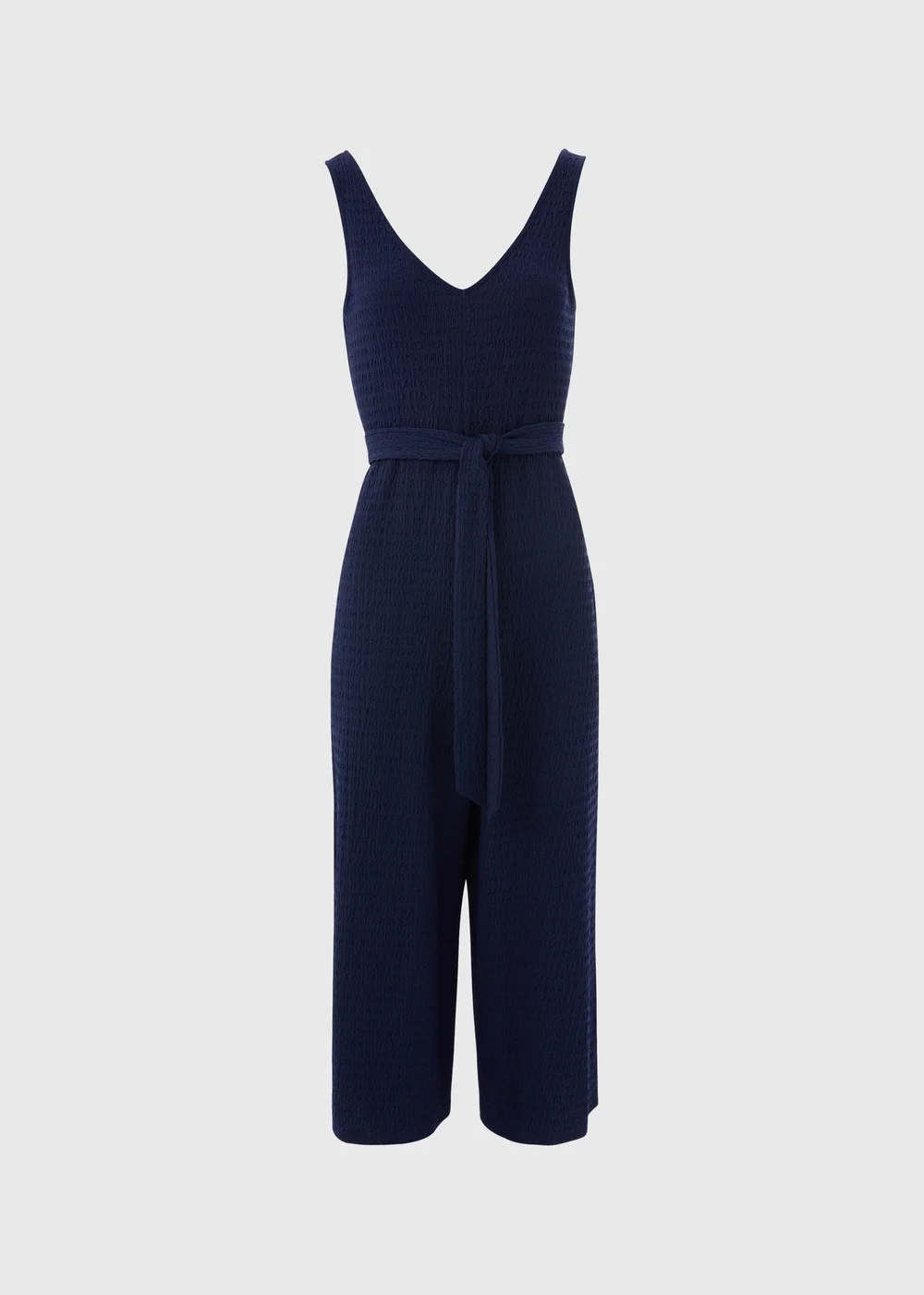 Navy V Neck Crinkle Jumpsuit - 8 Image 5
