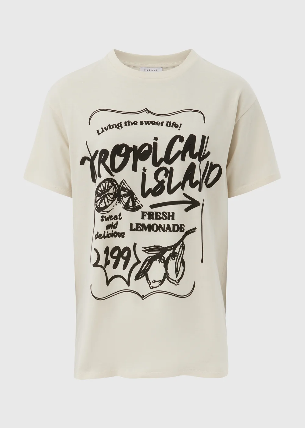 Cream Tropical Island Oversized T-Shirt - S Image 5