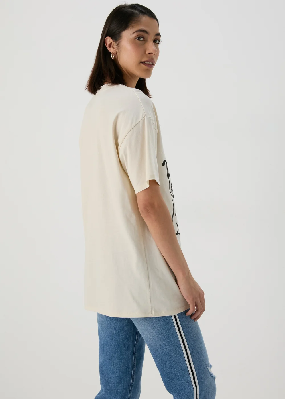 Cream Tropical Island Oversized T-Shirt - S Image 2