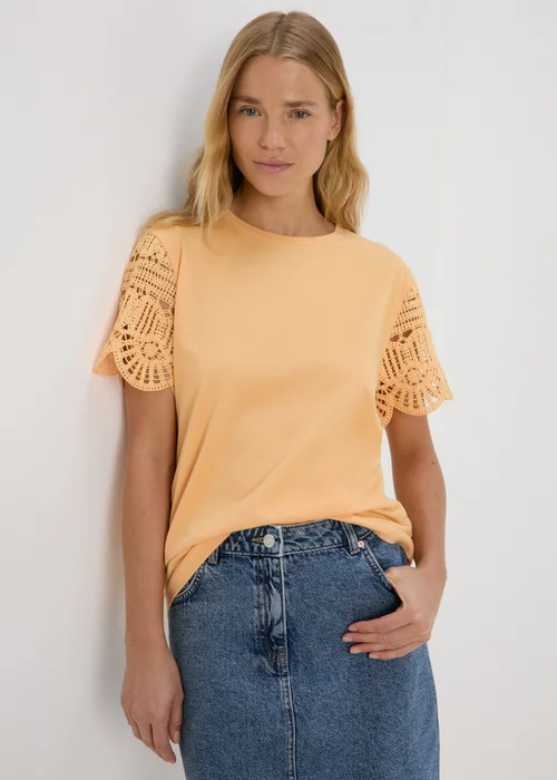 Peach Crochet Sleeve Top - 8 Image 3