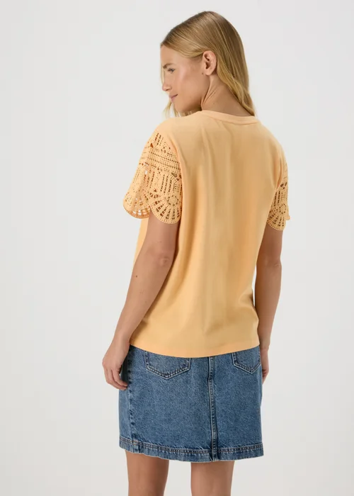 Peach Crochet Sleeve Top - 8 Image 2