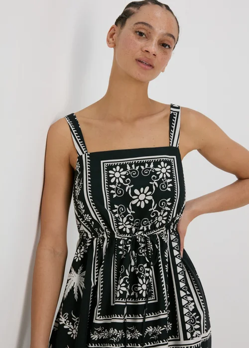 Black Floral Print Strappy Midi Dress - 8 Image 3