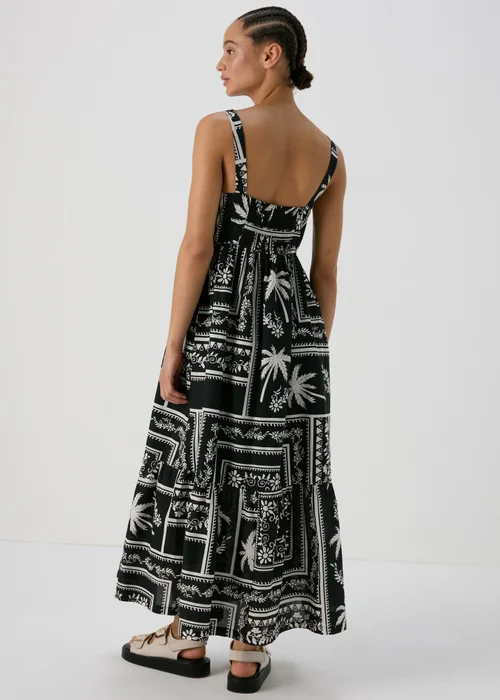 Black Floral Print Strappy Midi Dress - 8 Image 2