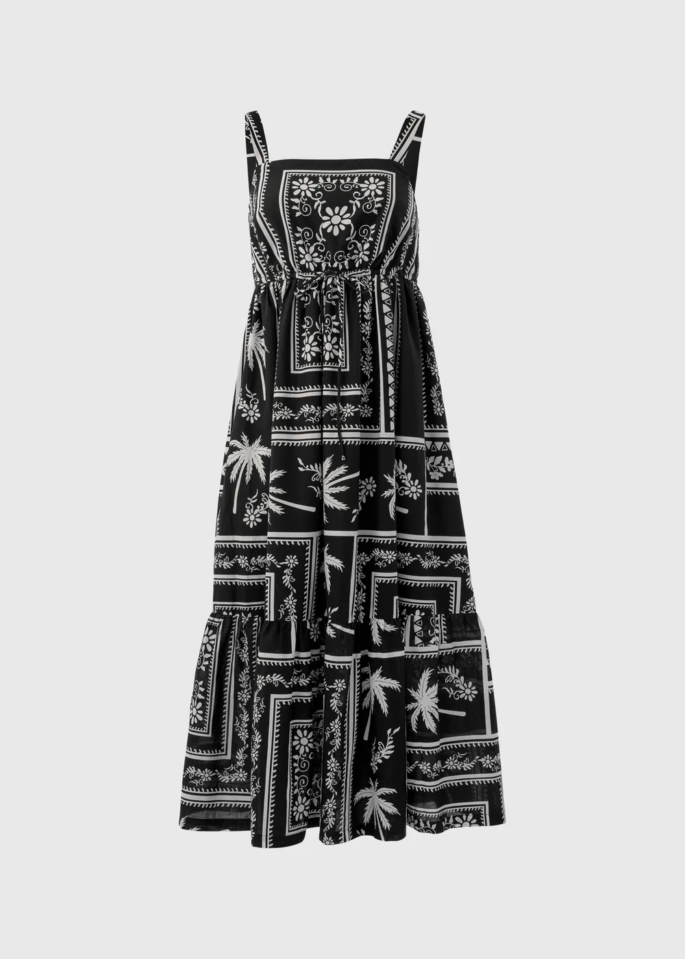 Black Floral Print Strappy Midi Dress - 8 Image 5