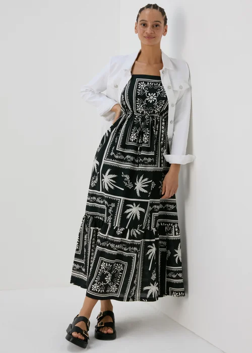 Black Floral Print Strappy Midi Dress - 8 Image 4