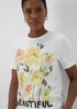 White Floral Print Slogan T-Shirt - Size 8 Image 3