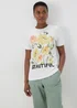 White Floral Print Slogan T-Shirt - Size 8 Image 1