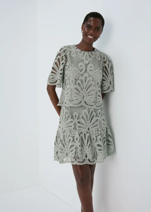 Et Vous Green Lace Box Top - Size 8 Image 3