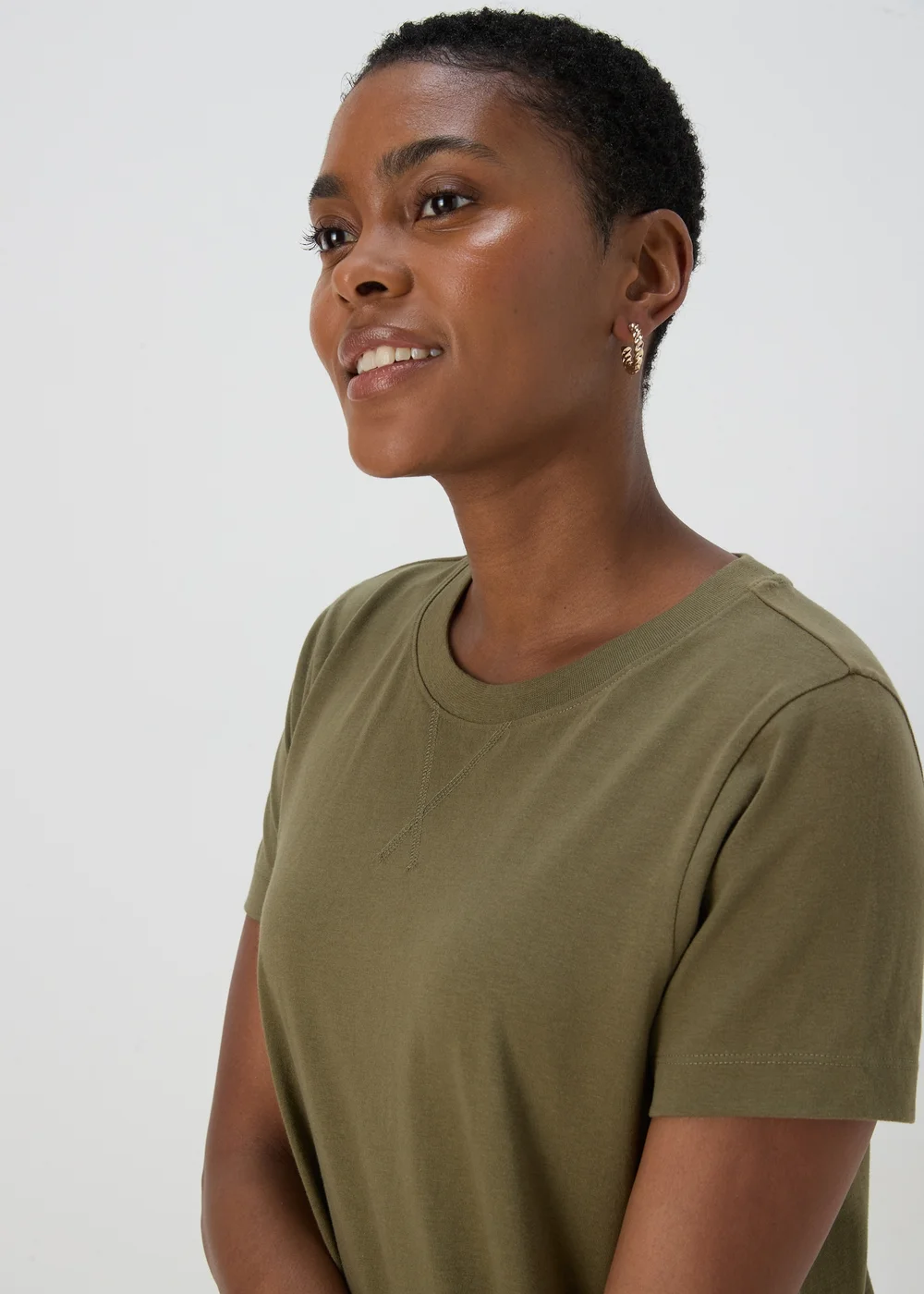 Khaki Mini T Shirt Dress - 8 Image 3