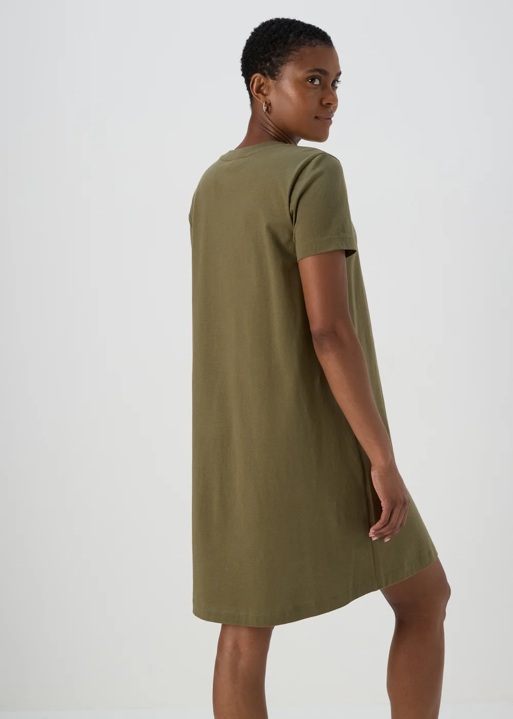 Khaki Mini T Shirt Dress - 8 Image 2