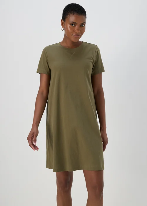 Khaki Mini T Shirt Dress - 8 Image 4