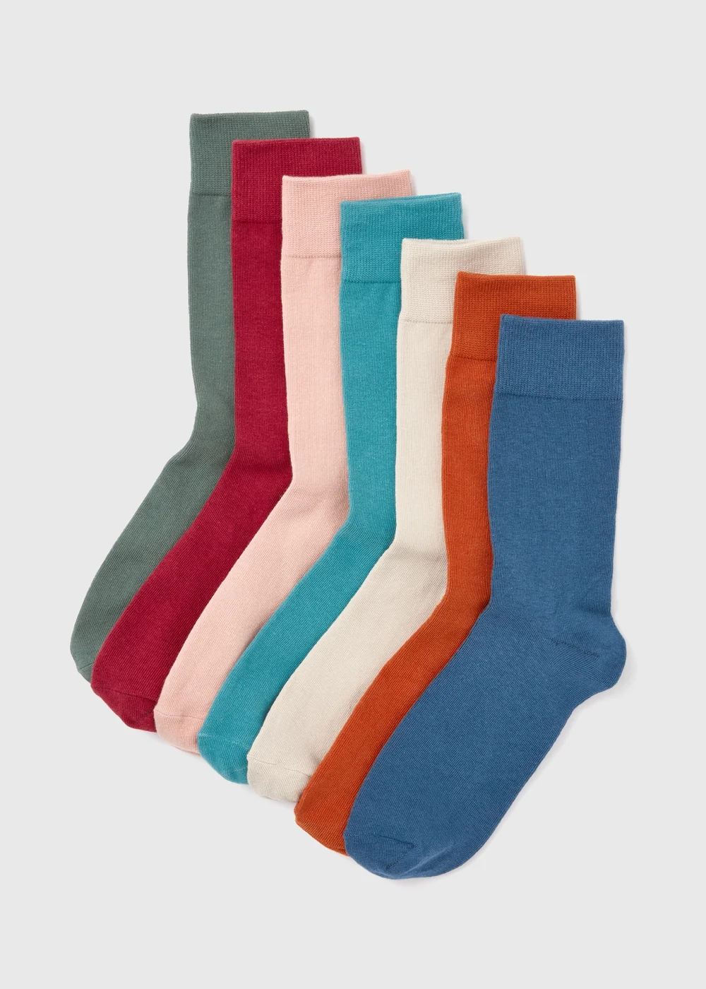 7 Pack Multicolour Plain Socks - 6-8.5 Image 1