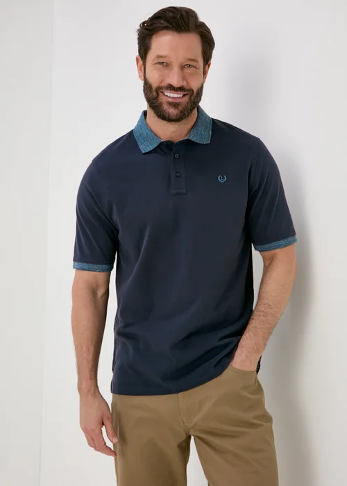 Lincoln Navy Pique Space Dye Polo Shirt - S Image 1
