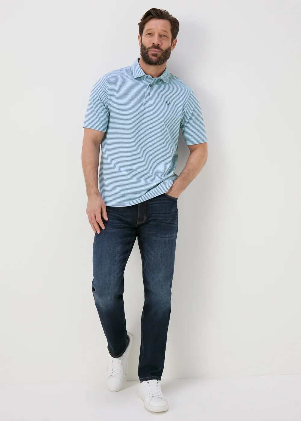 Lincoln Blue Fine Stripe Super Soft Polo Shirt - S Image 4