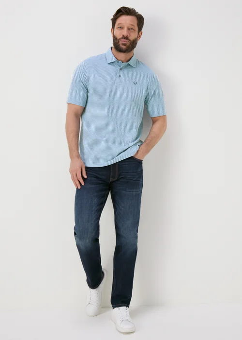 Lincoln Blue Fine Stripe Super Soft Polo Shirt - S Image 4