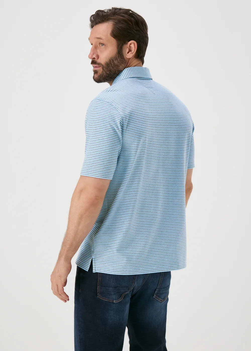 Lincoln Blue Fine Stripe Super Soft Polo Shirt - S Image 2