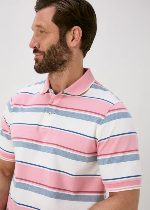 Lincoln Pink Multicolour Stripe Polo Shirt - S Image 3