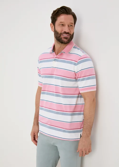 Lincoln Pink Multicolour Stripe Polo Shirt - S Image 1