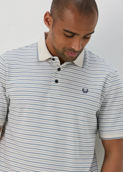 Lincoln Ecru Popcorn Stripe Polo Shirt - S Image 3