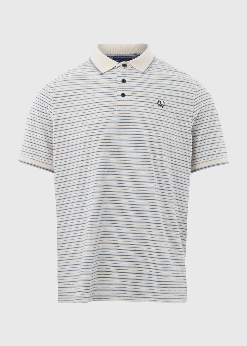 Lincoln Ecru Popcorn Stripe Polo Shirt - S Image 5