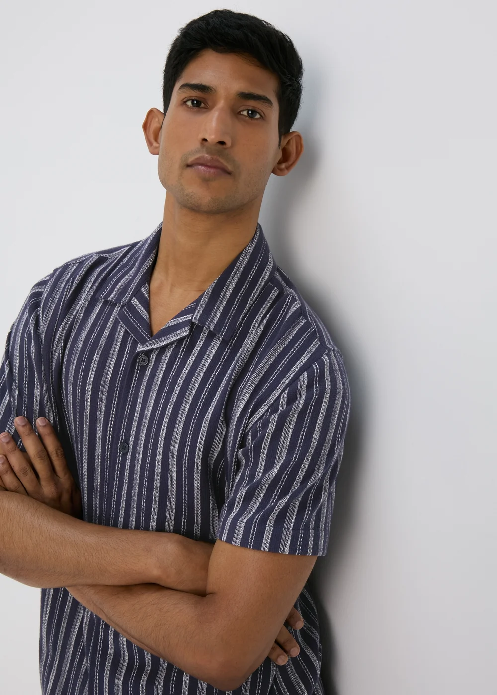 Navy Stripe Cheese Cloth Shirt - Small Image 3