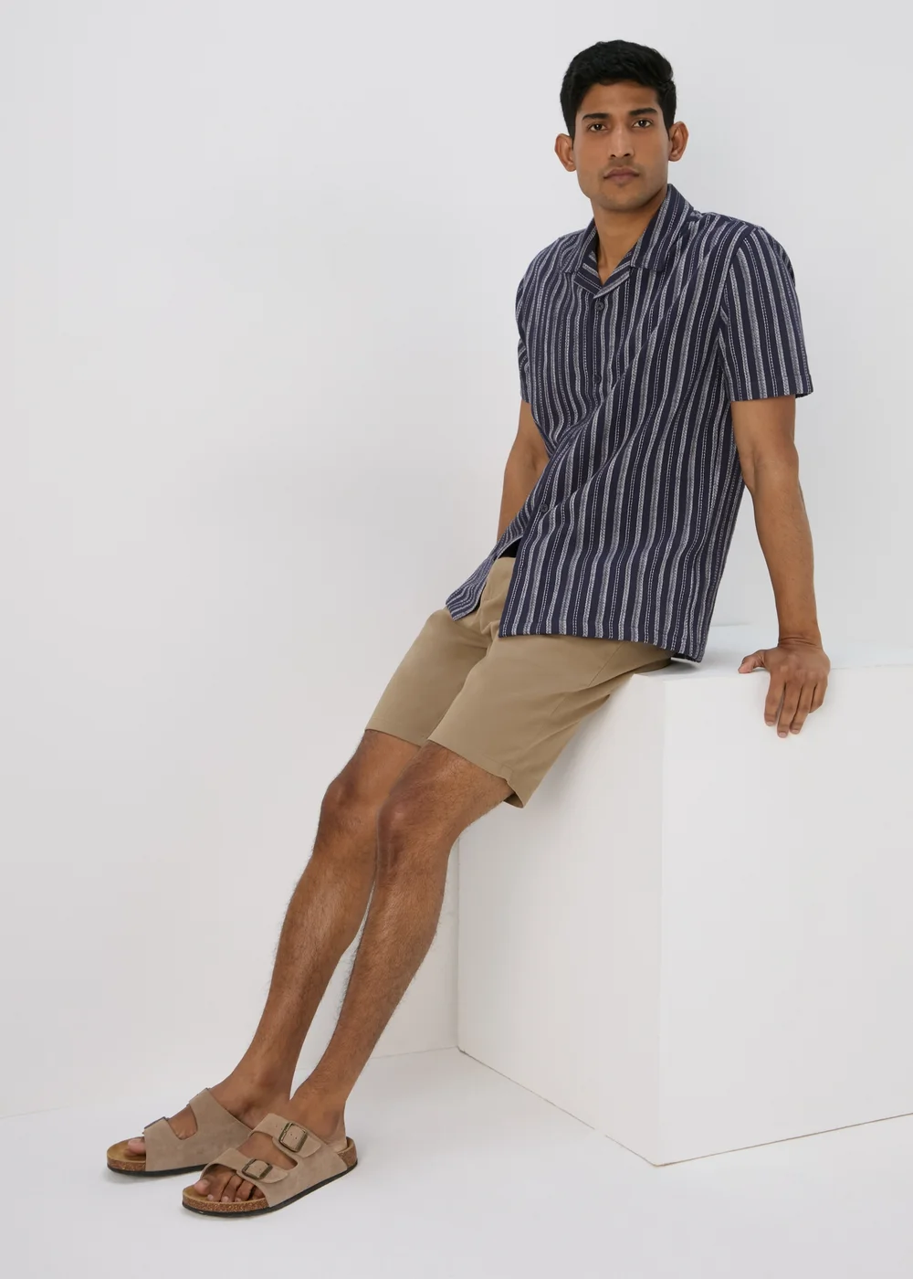 Navy Stripe Cheese Cloth Shirt - Small Image 4