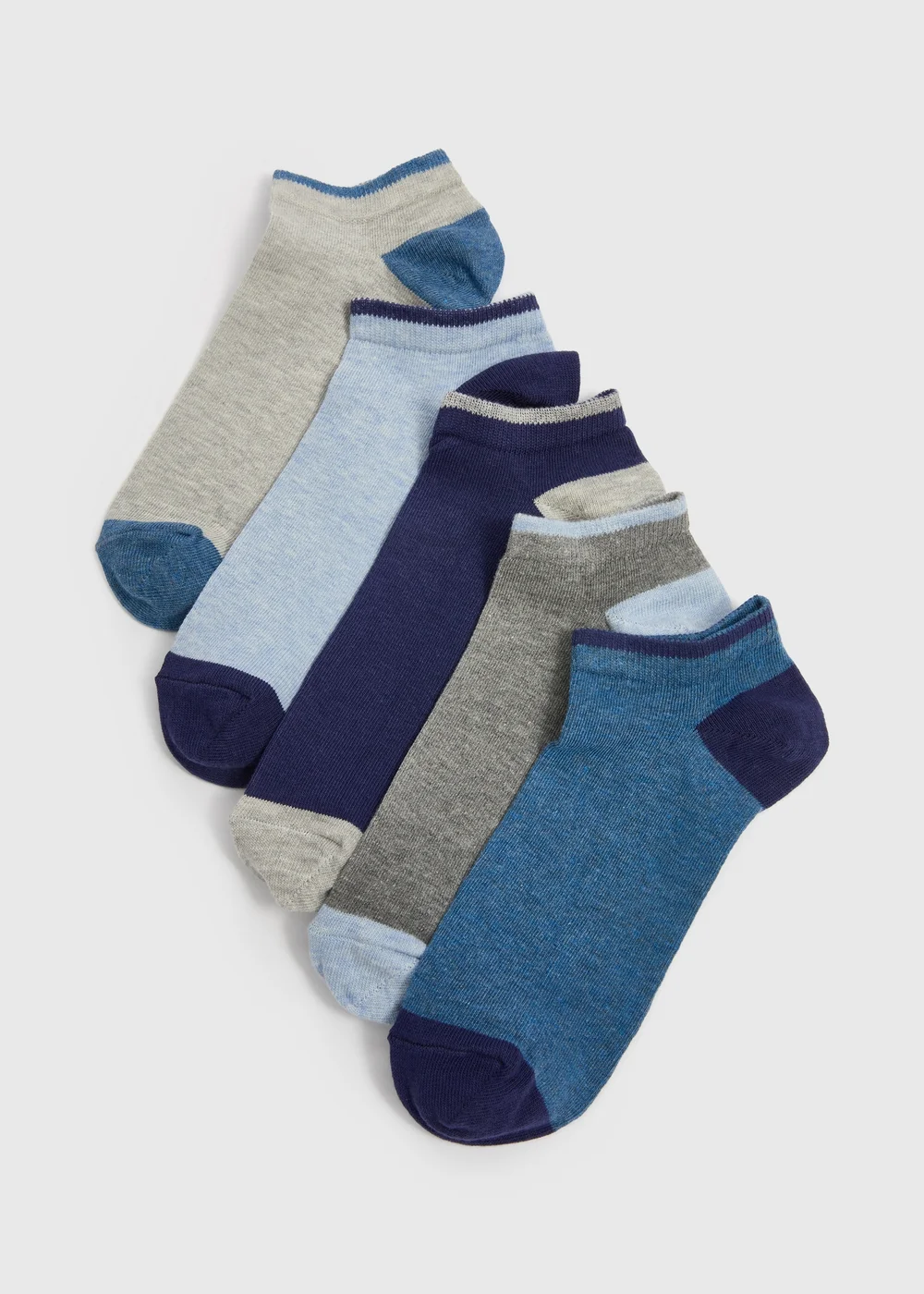 5 Pack Blue Design Trainer Socks - Sizes 6 - 8.5 Image 1