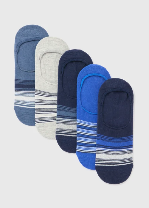 5 Pack Blue Invisible Socks - Sizes 6 - 8.5 Image 1