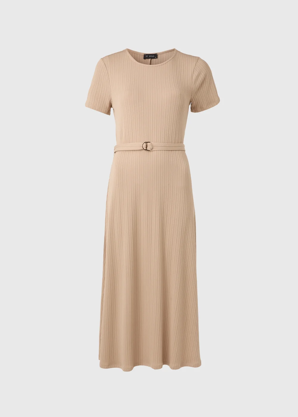 Et Vous Beige 3/4 Sleeve Midi Jersey Dress - 8 Image 5