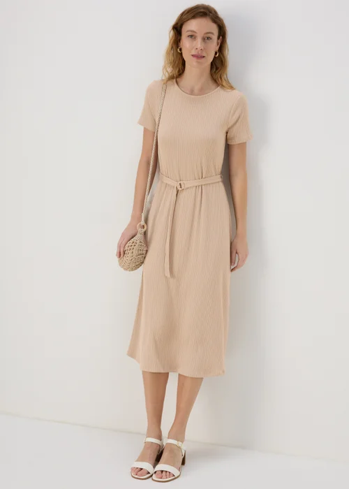 Et Vous Beige 3/4 Sleeve Midi Jersey Dress - 8 Image 1