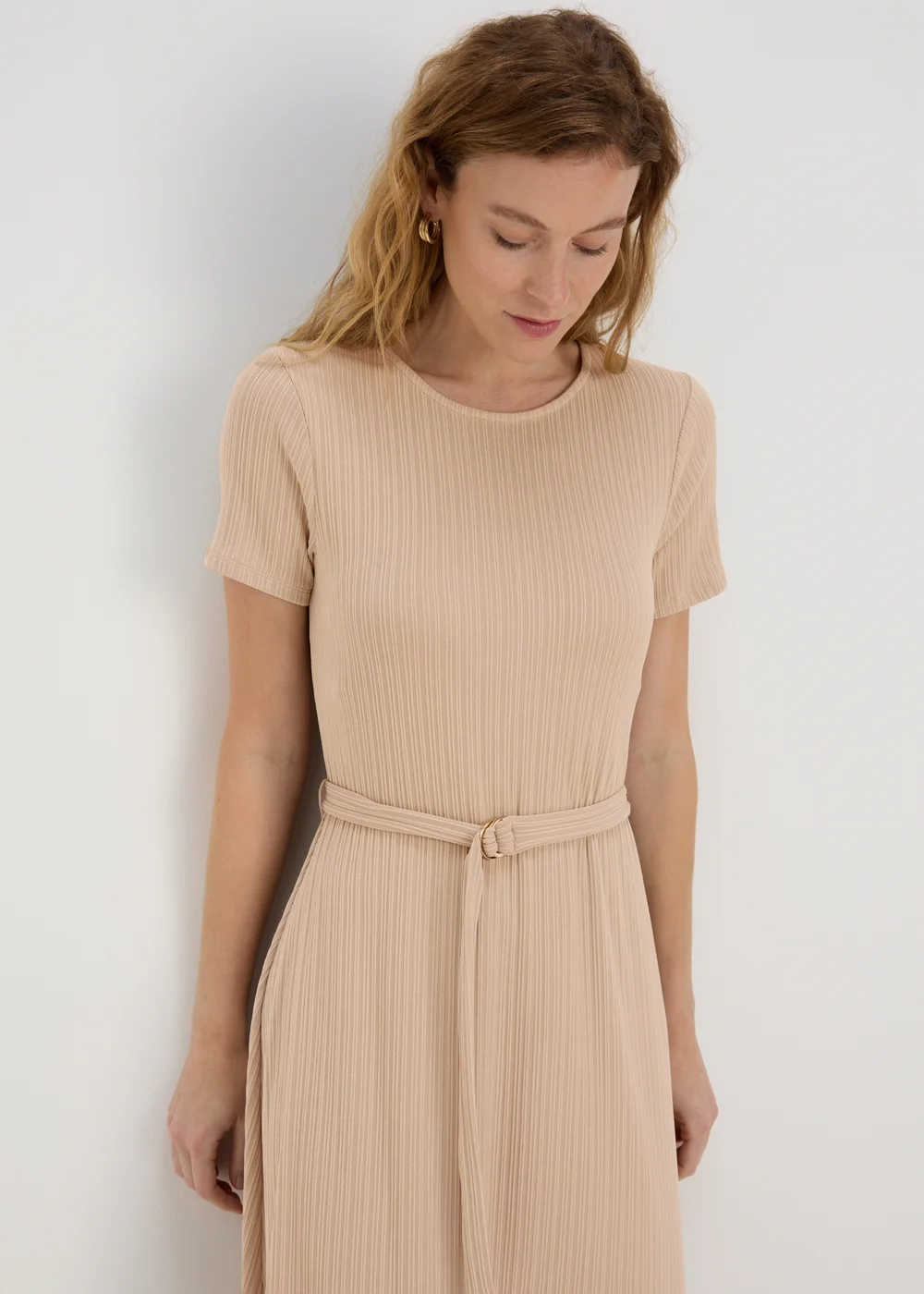 Et Vous Beige 3/4 Sleeve Midi Jersey Dress - 8 Image 3