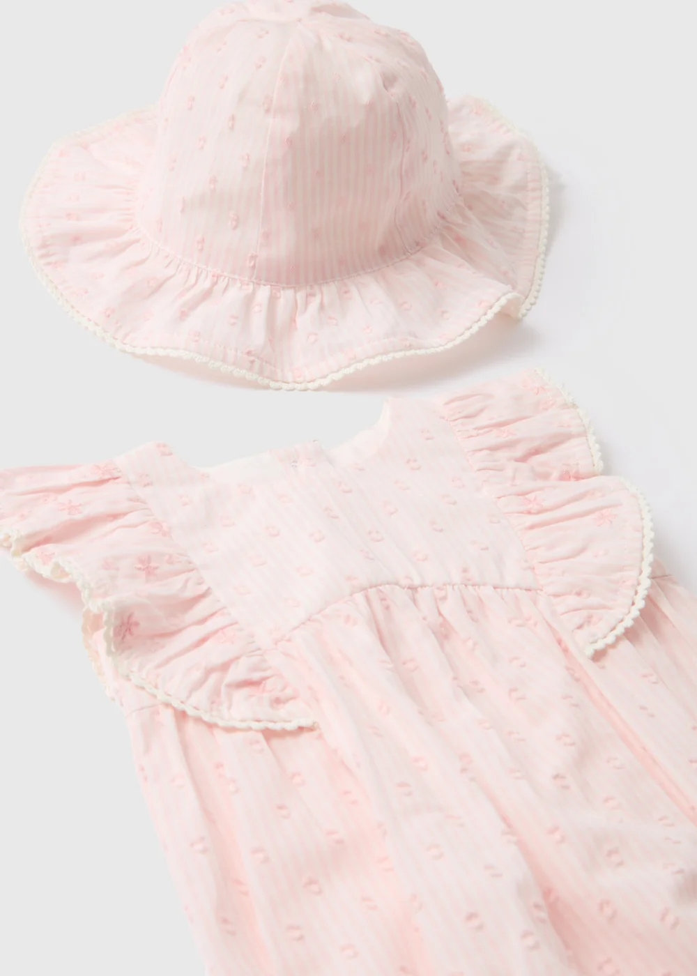 Baby White Dobby Romper & Hat (Newborn-18 mths) - 0-3 months Image 2