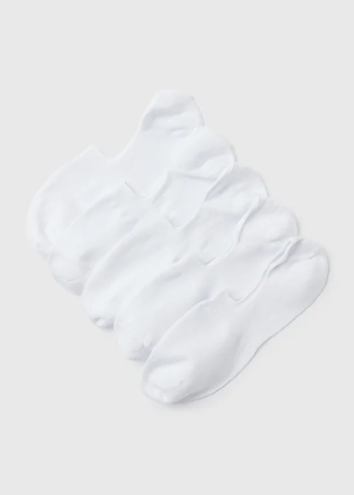 5 Pack White Invisible Socks - 6-8.5 Image 1