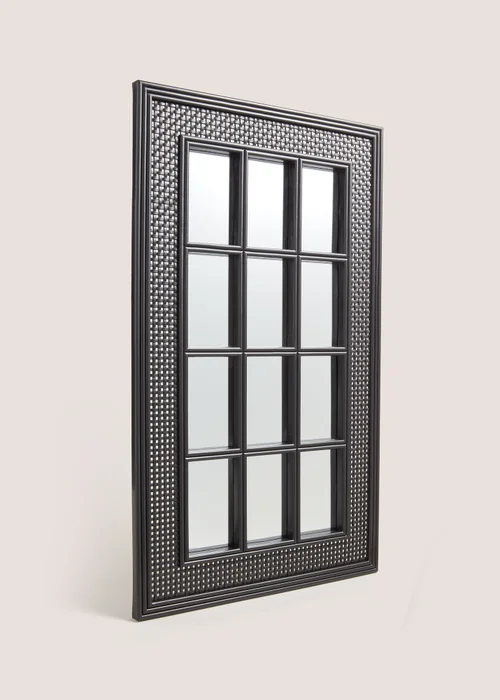 Black Rattan Effect Mirror Image 1