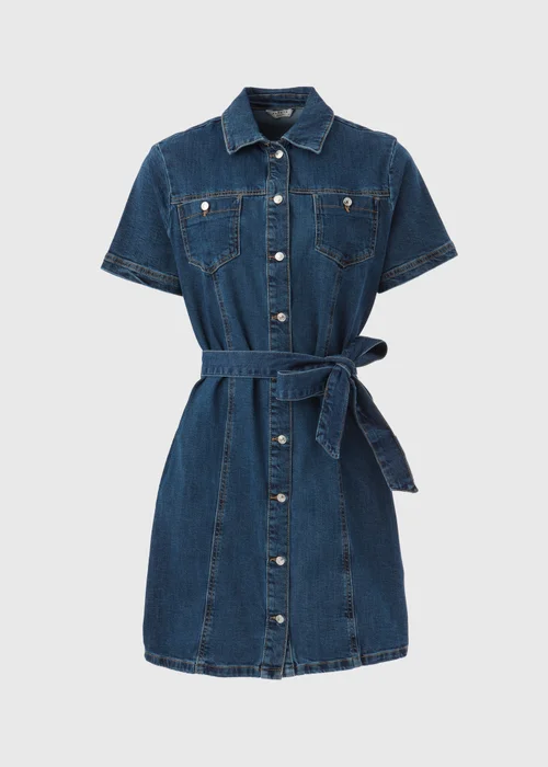 Dark Wash Denim Utility Dress - 8 Image 5