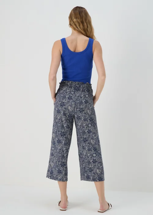 Blue Tile Print Wide Leg Viscose Trousers - 8 Image 2