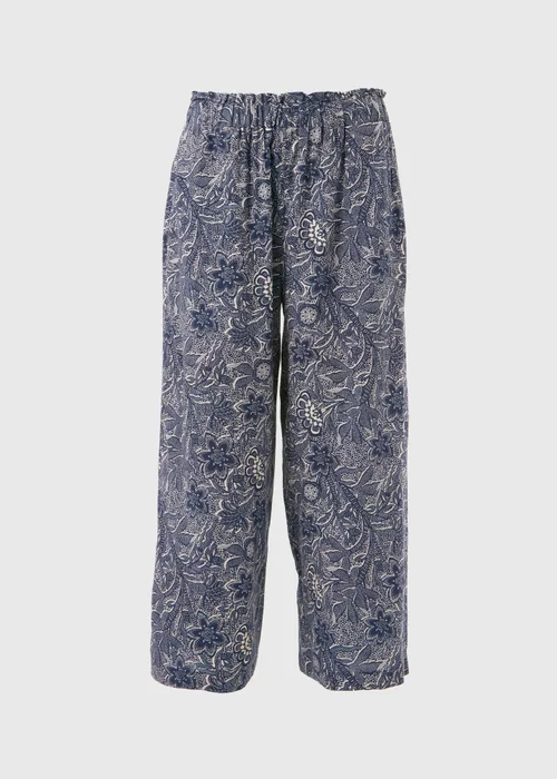Blue Tile Print Wide Leg Viscose Trousers - 8 Image 5
