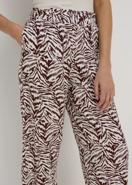 Chocolate Animal Print Wide Leg Viscose Trousers - 8 Image 3