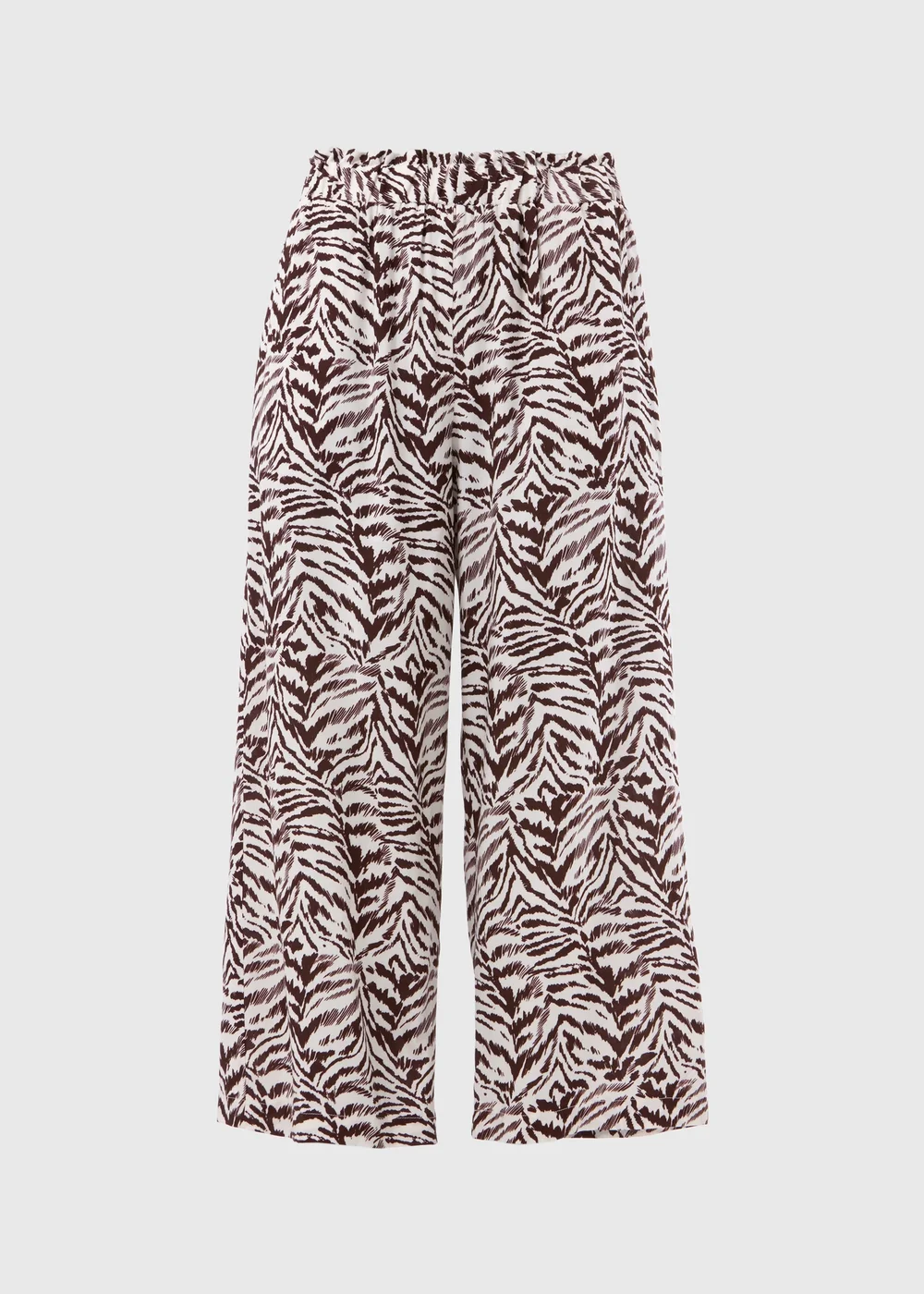 Chocolate Animal Print Wide Leg Viscose Trousers - 8 Image 5