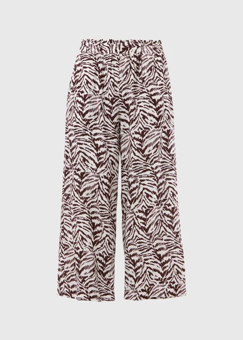 Chocolate Animal Print Wide Leg Viscose Trousers - 8 Image 5